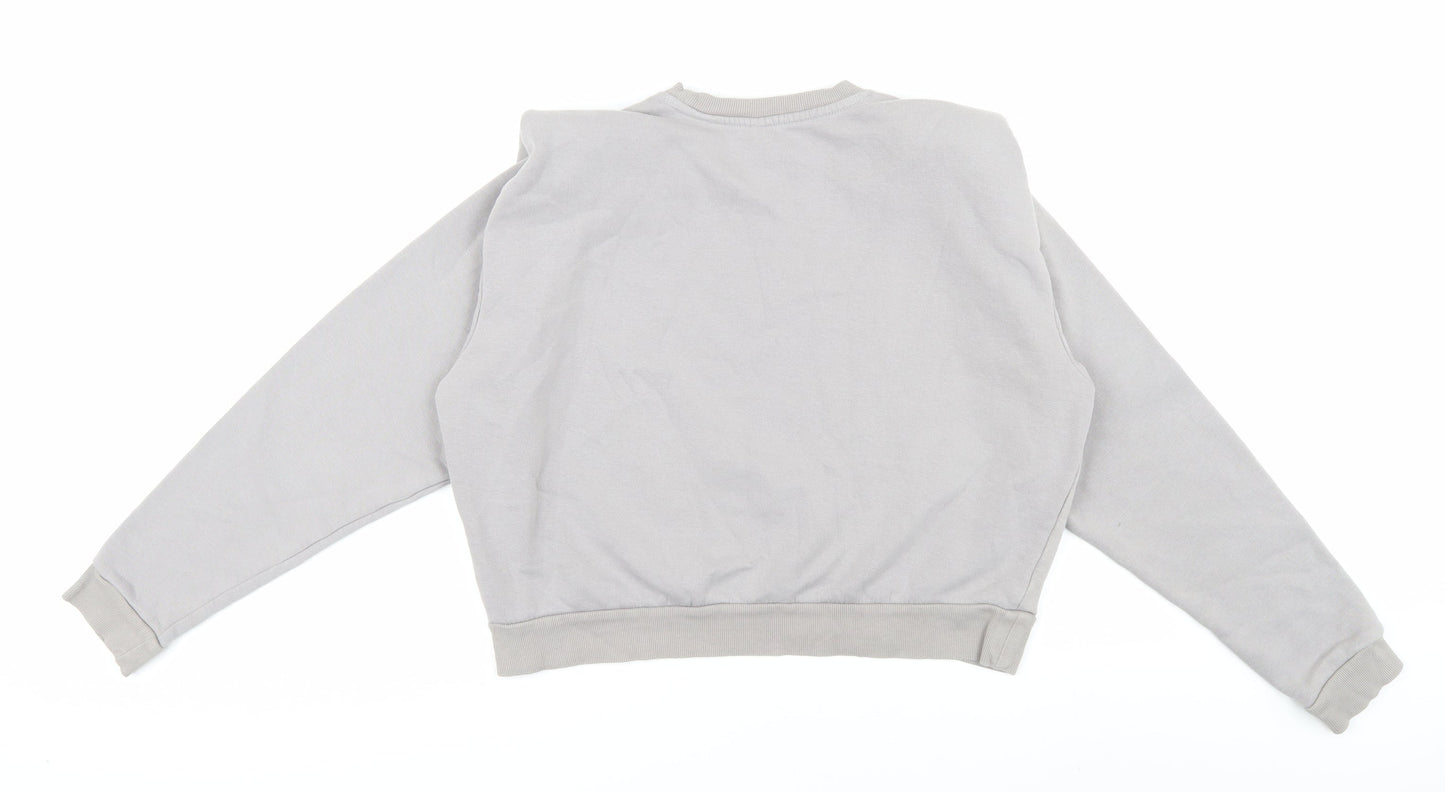 Grey Crew Neck Pullover Jumper - S, Cotton Blend