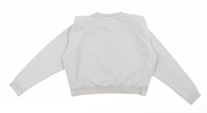 Grey Womens Crew Neck Pullover Jumper - S, Cotton Blend