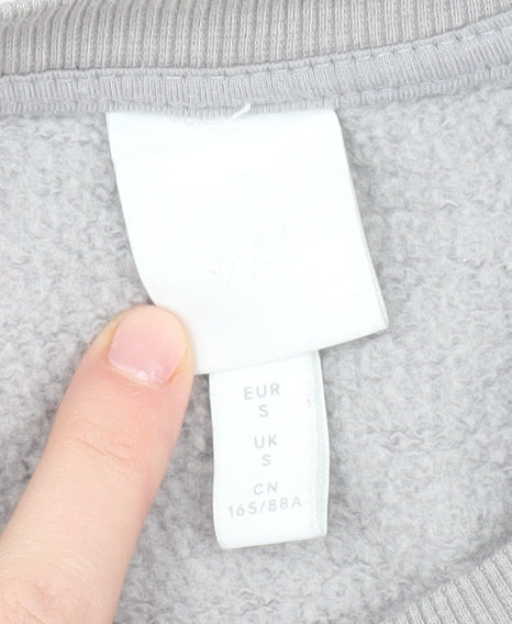 Grey Crew Neck Pullover Jumper - S, Cotton Blend
