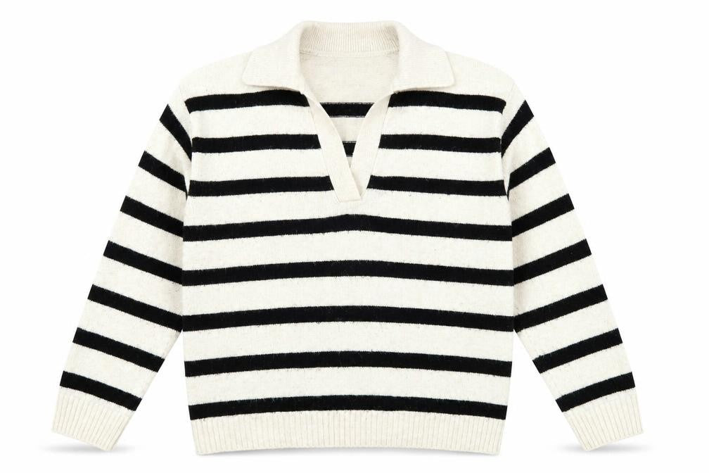H&M Women's Black Striped Pullover Jumper, Size S