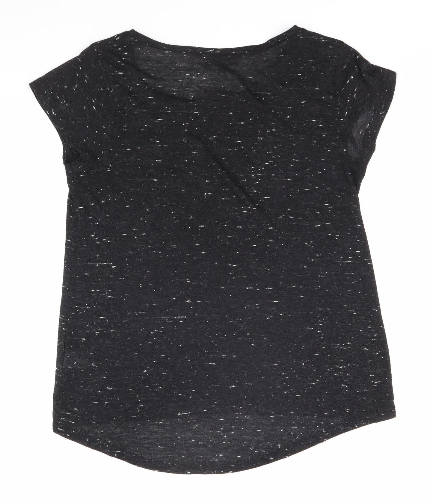 Warehouse Women's Black Basic T-Shirt, Size 6, Short Sleeve