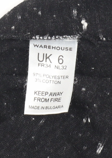 Warehouse Women's Black Basic T-Shirt, Size 6, Short Sleeve