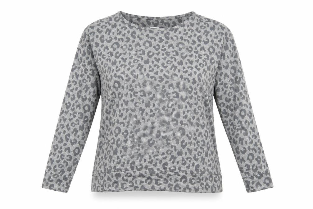 John Lewis Women's Grey Leopard Print Pullover L