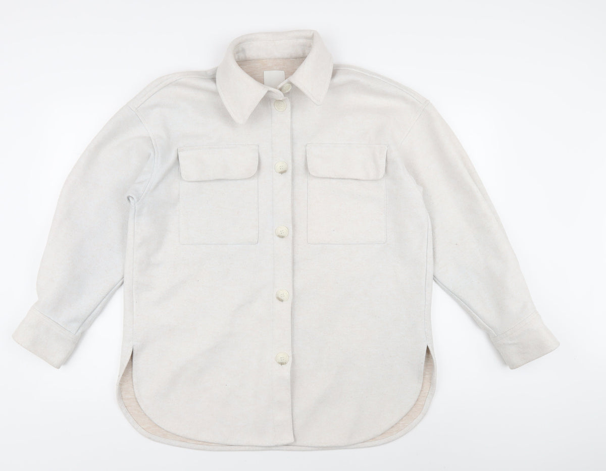 H&M Women's White Mid-Length Jacket, Size S
