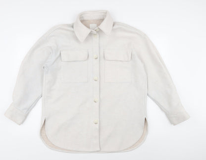 H&M Women's White Mid-Length Jacket, Size S