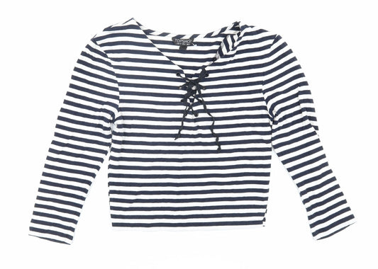 Topshop Women's Striped Blouse, Size 8, Cotton