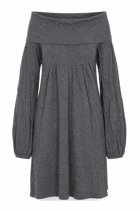 Oasis Women Grey Knit Long Sleeve Cowl Neck Dress XS