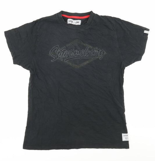 Supremebeing Mens Black Crew Neck T-Shirt M Logo