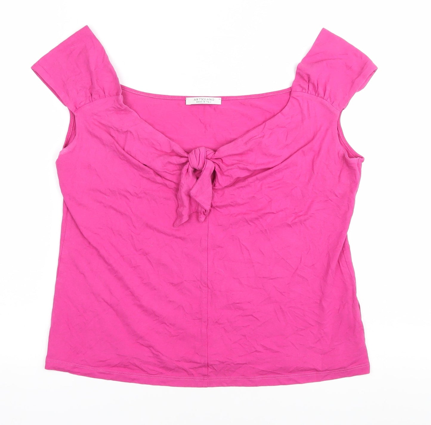 Artigiano Women's Pink Bow Blouse, Size 14, Summer Top