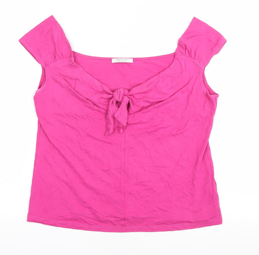 Artigiano Women's Pink Bow Blouse, Size 14, Summer Top