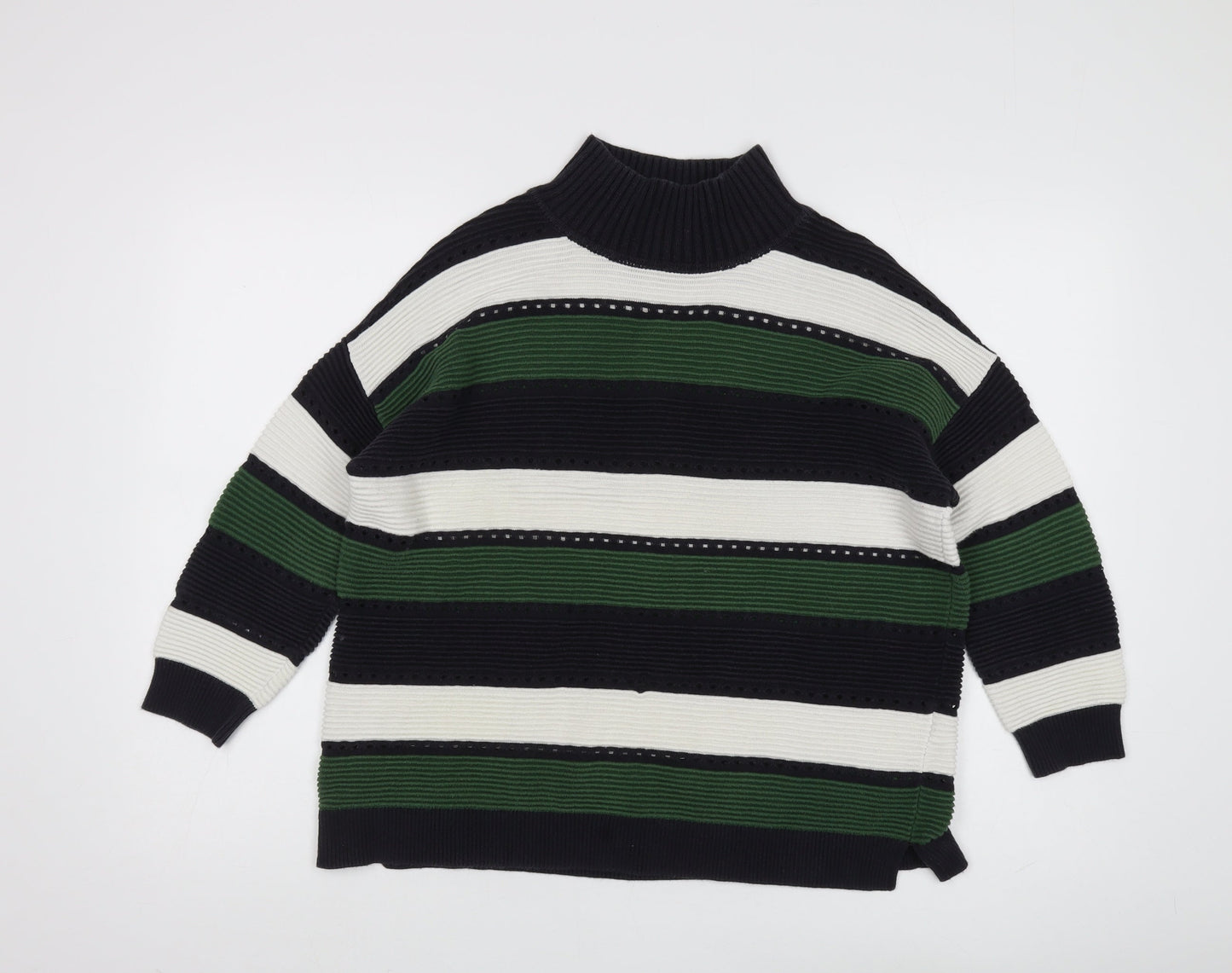 French Connection Women's Black Striped Pullover Jumper
