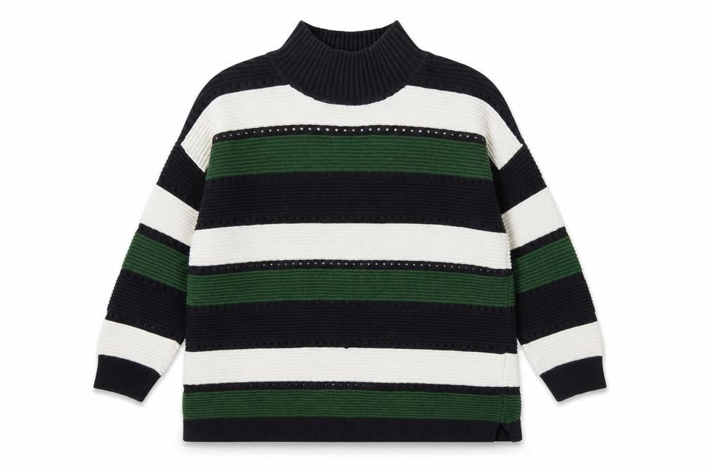 French Connection Women's Black Striped Pullover Jumper