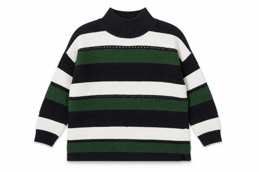 Front view of French Connection Women's Black Striped jumper