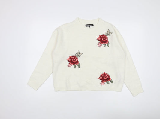 Cameo Rose Women's Ivory Floral Pullover Jumper S