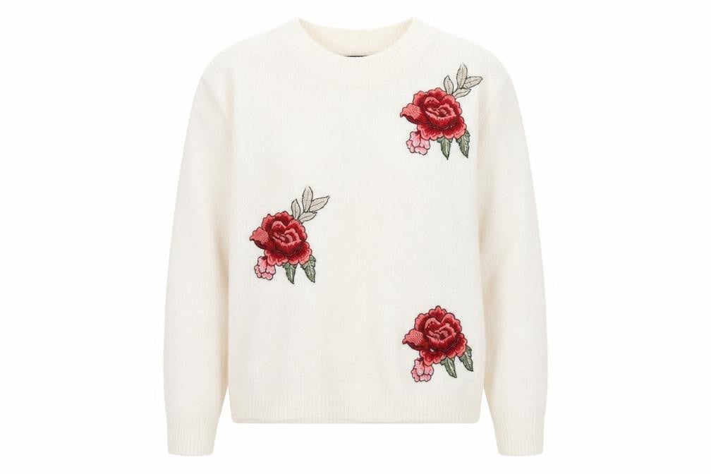 Cameo Rose Women's Ivory Floral Pullover Jumper S