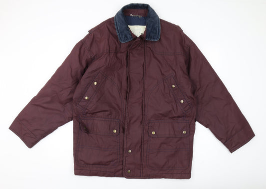 St Michael Men's Wine Parka Jacket M Lined Casual Classic