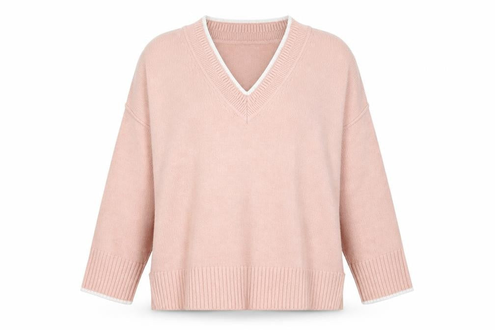 Next Women's Pink V-Neck Knit Pullover Jumper XL