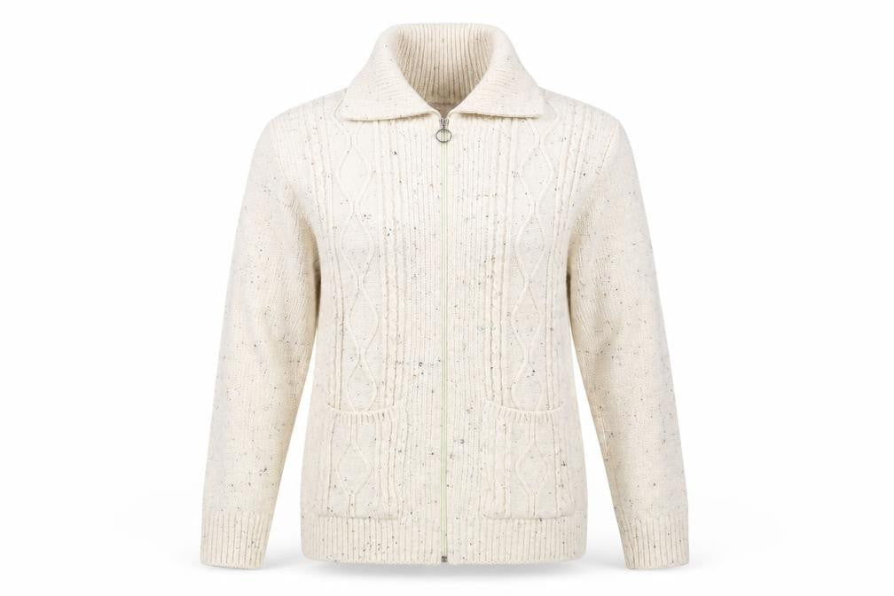 Insight Women's Ivory Cable-Knit Full Zip Jumper Size 6