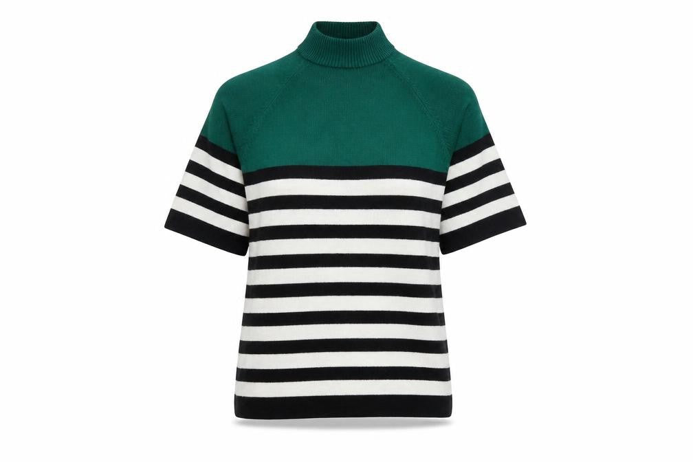Pop England Women's Mock Neck Striped Jumper - M