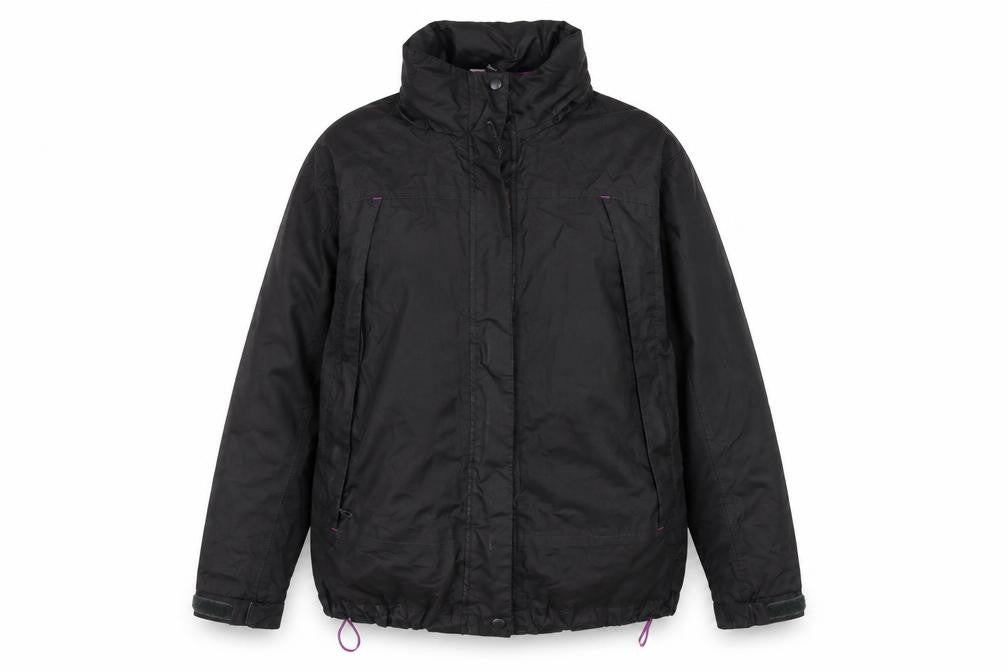 Crane Women's Black Mid-Length Rain Coat - Large