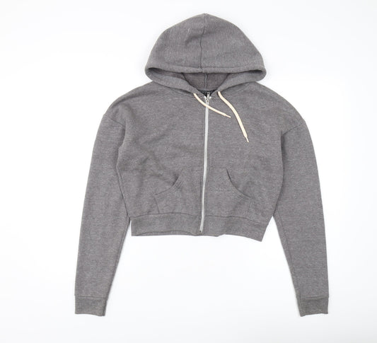Topshop Women's Grey Full Zip Hoodie Size 8