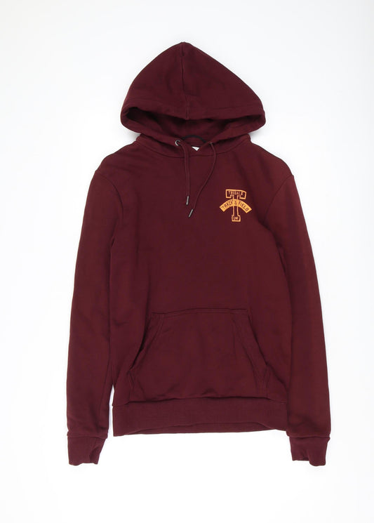 Next Men's Red Pullover Hoodie S, Logo Accent, Cotton