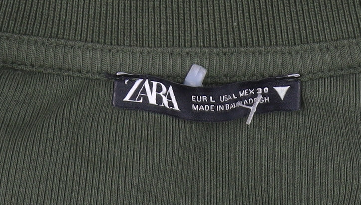 Zara Women's Green Cropped Blouse, Size L