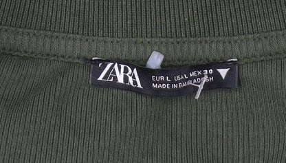 Zara Women's Green Cropped Blouse, Size L