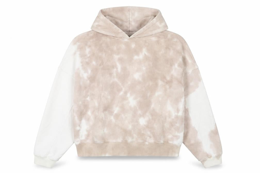 Topshop Women's Beige Tie-Dye Pullover Hoodie S