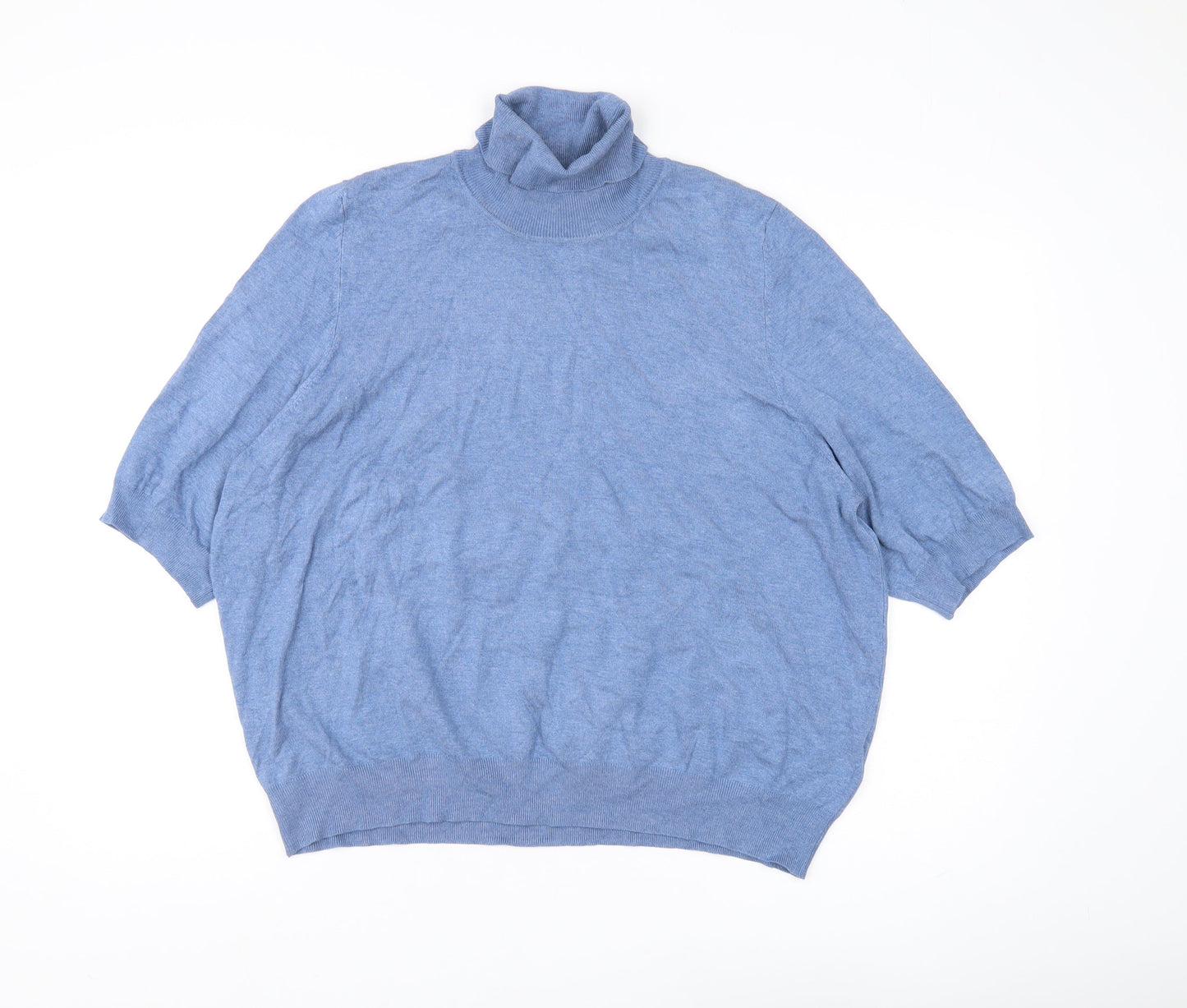 Marks and Spencer Women's Blue Roll Neck Jumper Size 16
