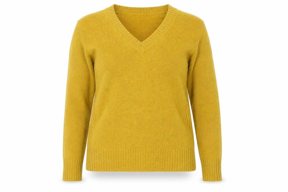 Marks & Spencer Women's Yellow V-Neck Jumper Size 10