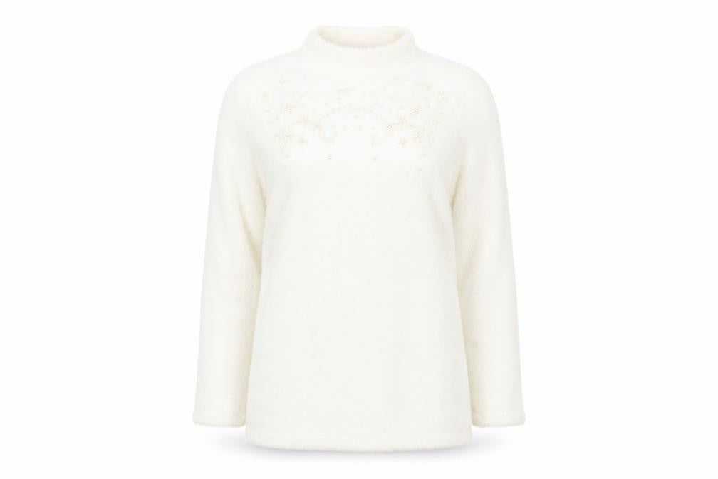 Savida Women's Ivory High Neck Jumper Size 10