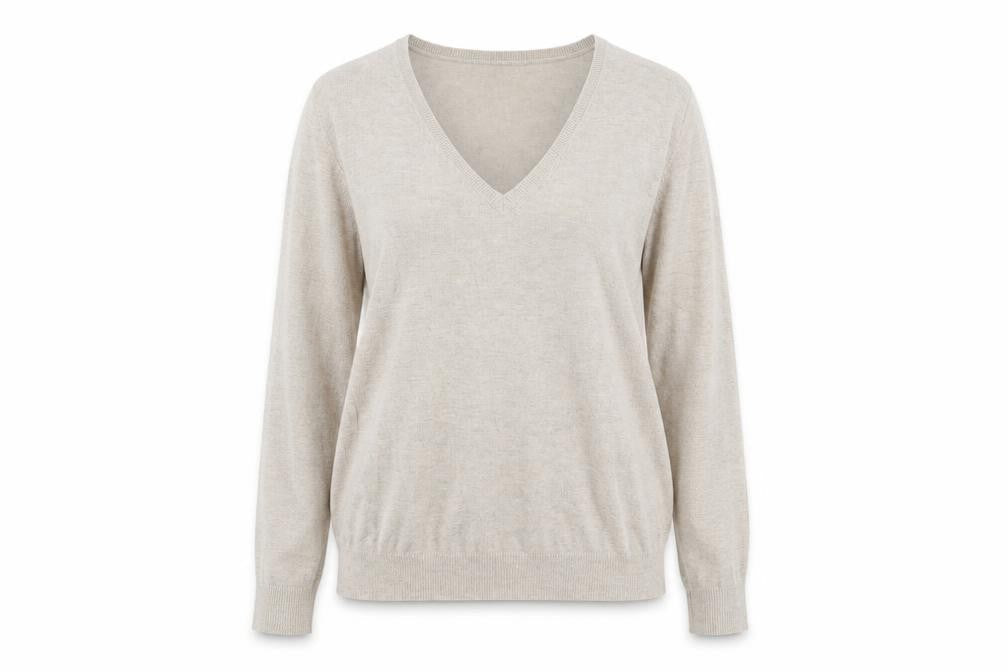 Marks & Spencer Women's Beige V-Neck Pullover in Size 14