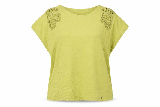 Cotton Brothers Women's Green XL Crochet Accent T-Shirt
