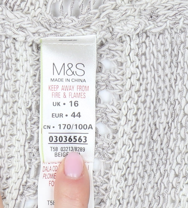 Marks and Spencer Women's Beige Open-Knit Cardigan