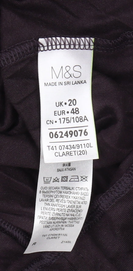 Marks and Spencer Women's Purple T-Shirt, Size 20, Casual