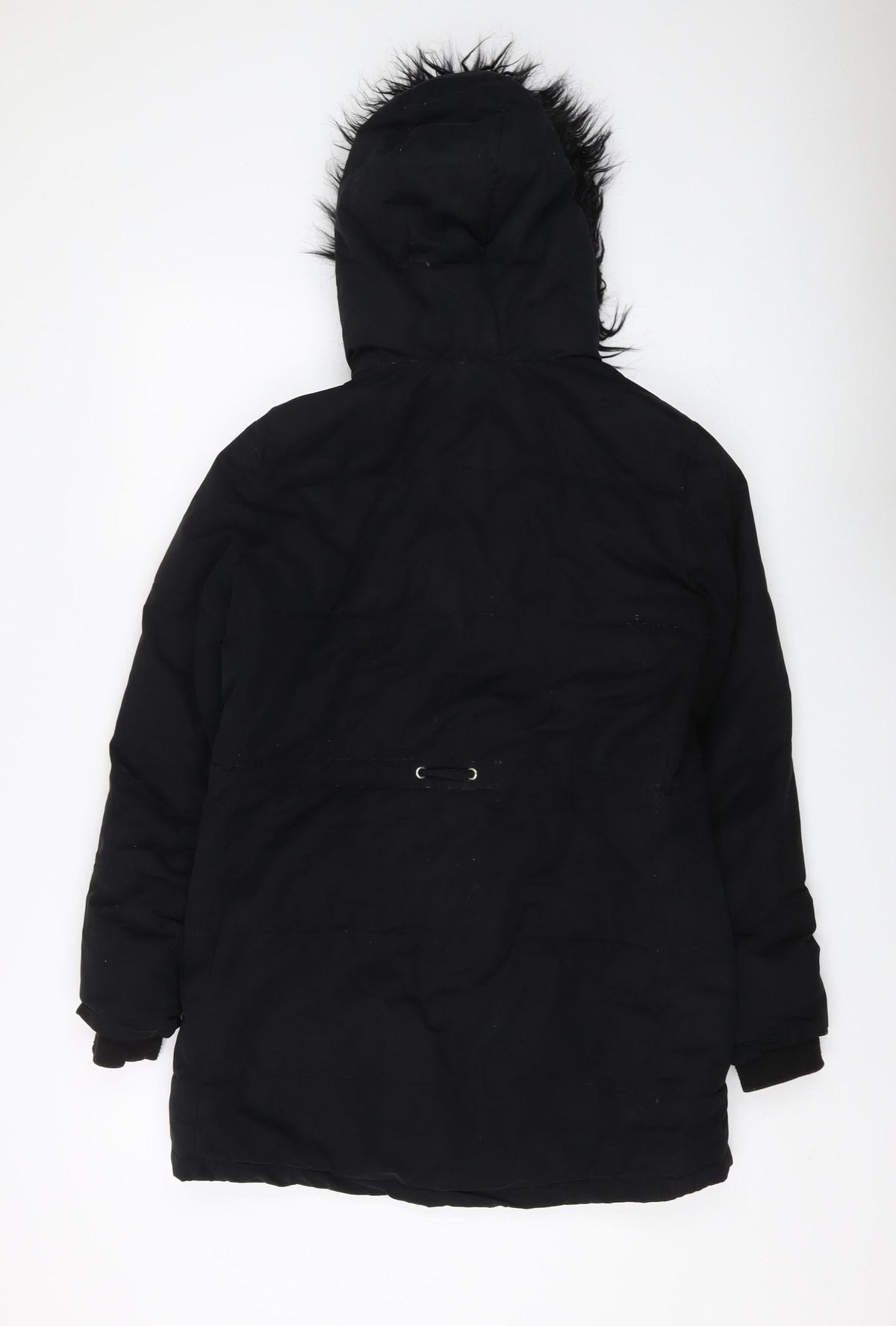 H&M Women's Black Parka with Fur Trim Size 12