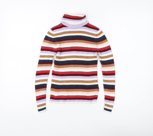 Marks and Spencer Girls Multicoloured Striped Pullover Size 8-9 Years