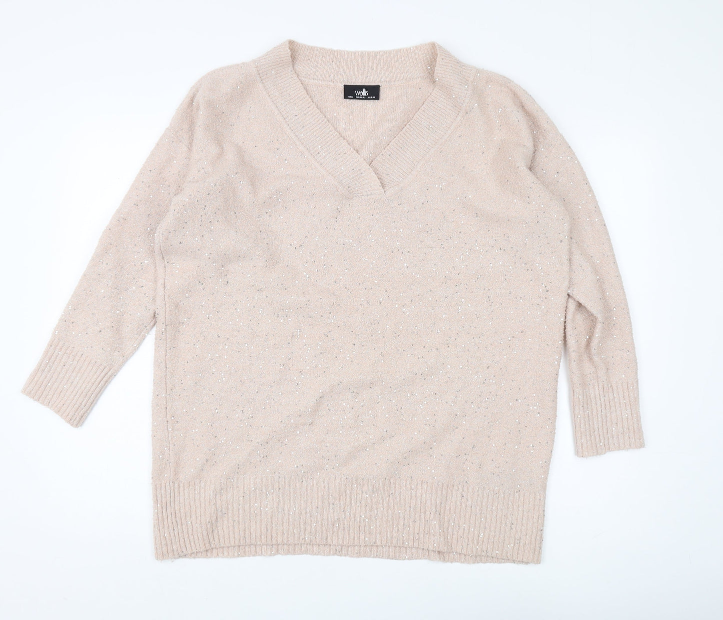 Wallis Women's Beige V-Neck Pullover Jumper - M