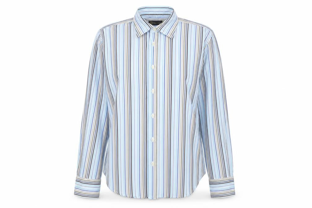 Nicholas Deakins Blue Striped Button-Up Medium