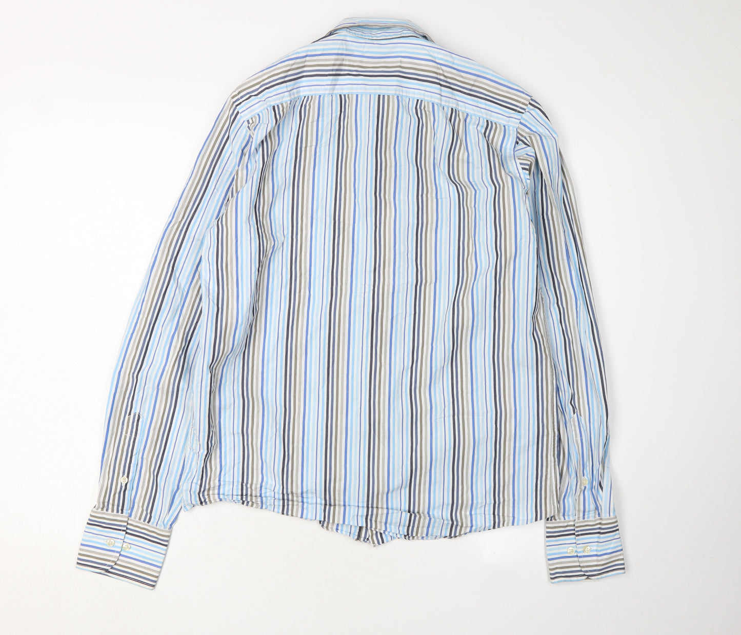 Nicholas Deakins Blue Striped Button-Up Medium