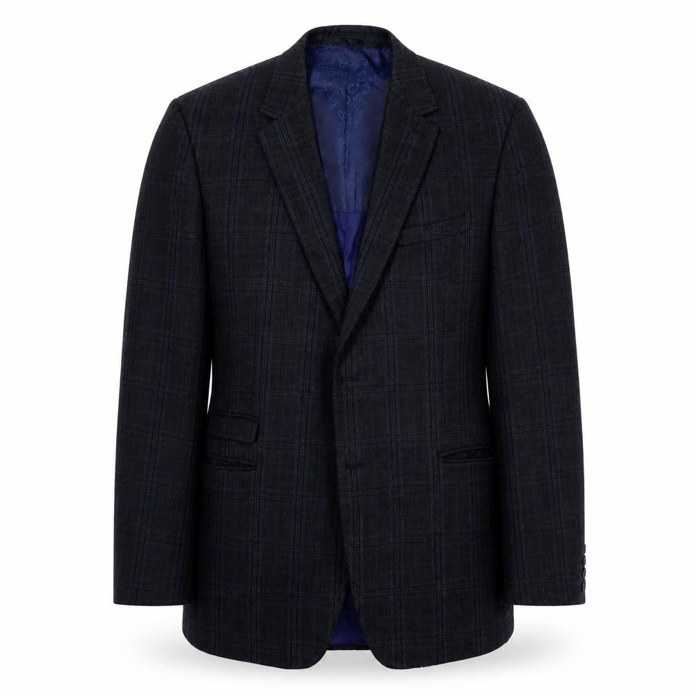 Fellini Men's Blue Plaid Blazer 40 Long