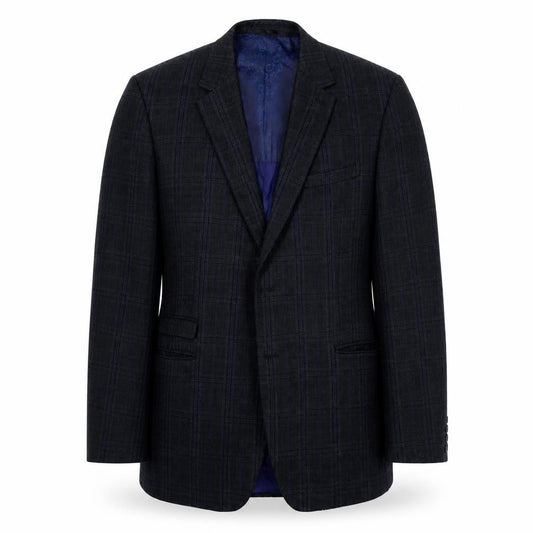 Fellini Men's Blue Plaid Blazer 40 Long