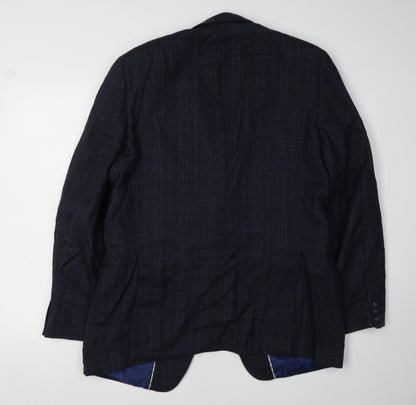 Fellini Men's Blue Plaid Blazer 40 Long