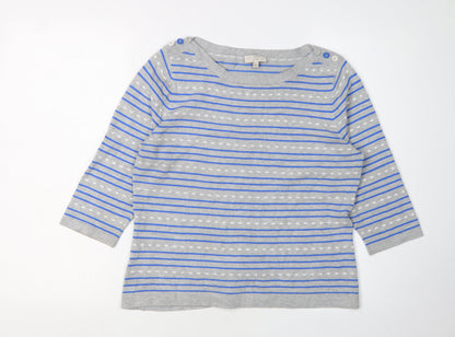 Country Casuals Petite Women's Grey Striped Pullover Jumper M