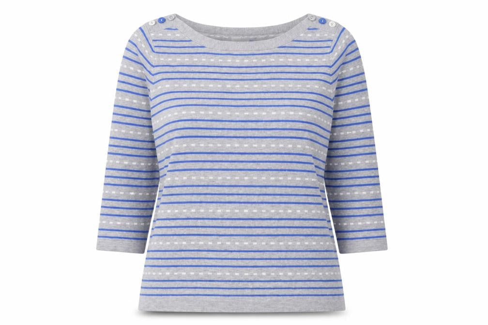 Country Casuals Petite Women's Grey Striped Pullover Jumper M