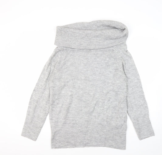Jacqueline de Yong Women's Grey Cowl Neck Pullover Jumper Small