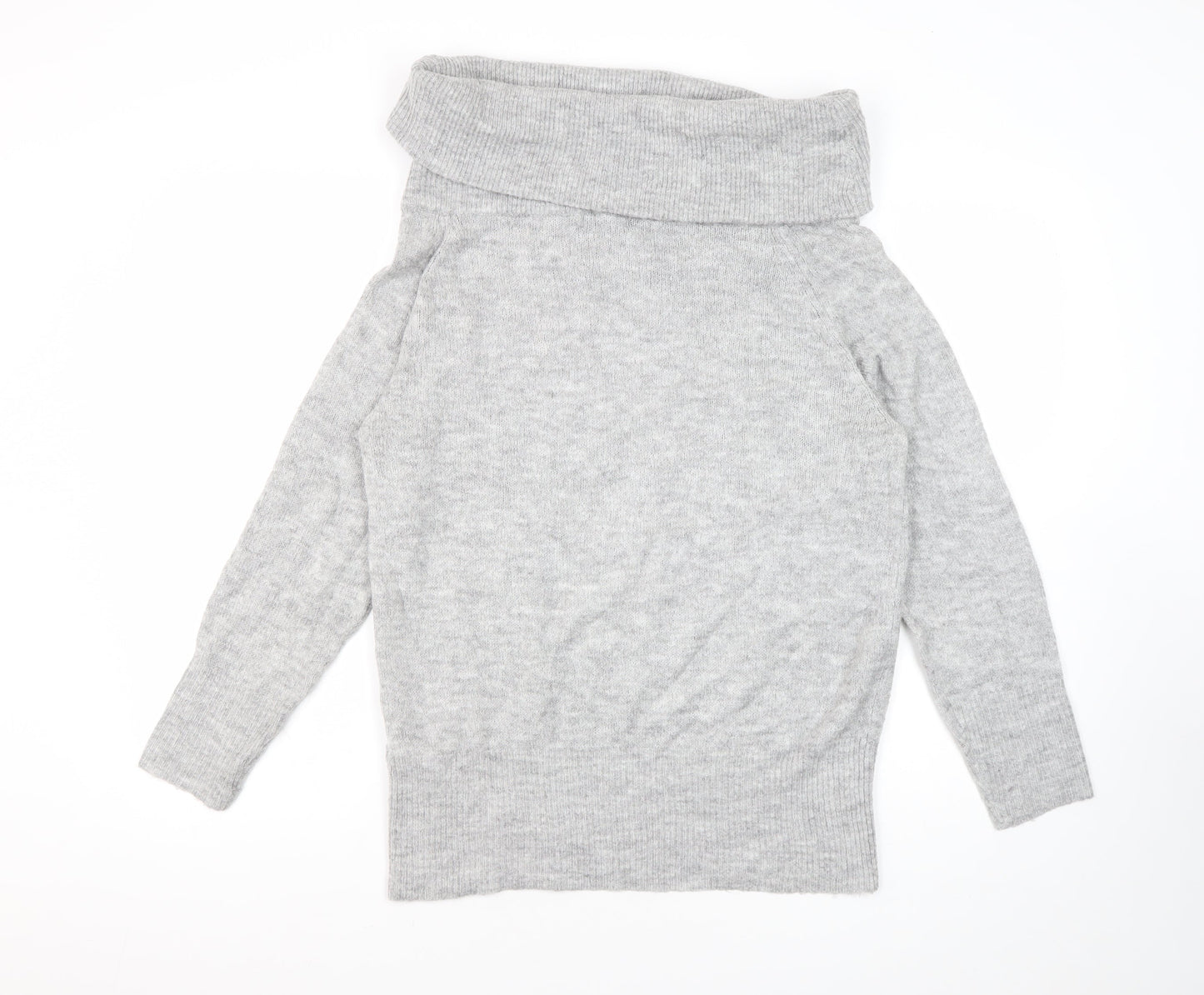 Jacqueline de Yong Women's Grey Cowl Neck Pullover Jumper Small