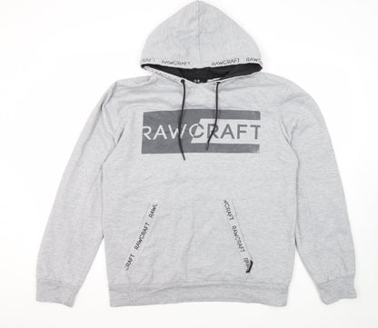 RAWCRAFT Men's Grey Pullover Hoodie - Size L
