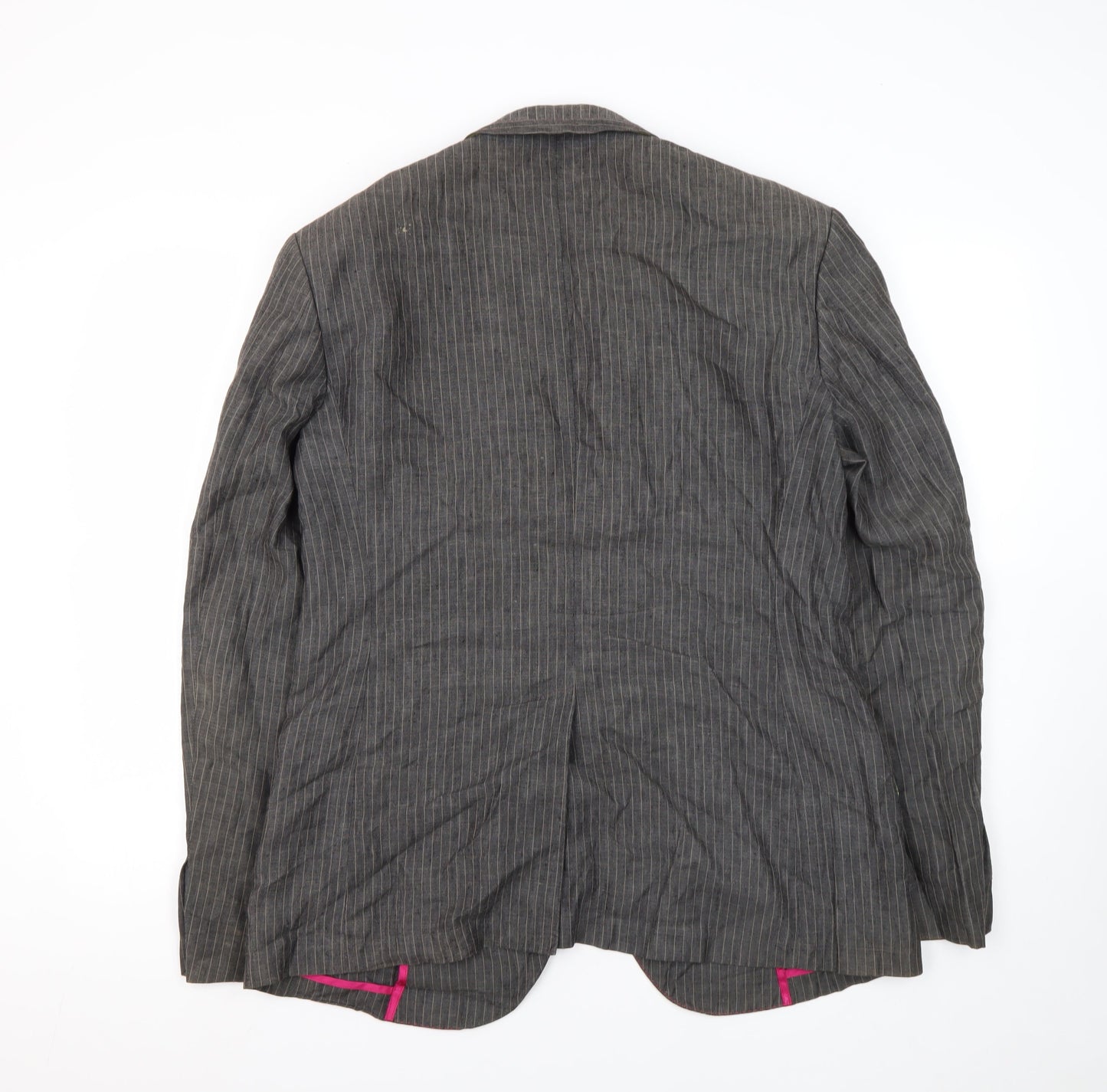 Ted Baker Men's Grey Striped Linen Blazer, Size 3